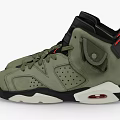 Olive Green High Top Shoes With Velcro Strap Red Logo Black Sole And Suede Upper