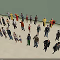 Group of Multiple People With Various Poses And Different Clothing Styles