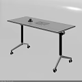 White Wheeled Conference Table With Green Cup And Tablet On Top