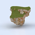 Unique Scenic Landscape Featuring Floating Rock With Green Grass And Small Stone