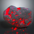 Unique Decorative Gray Natural Stone Featuring Red Glowing Spots And Pockmarked Surface With Reflection 3d model