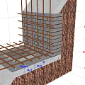 Connecting structure of pile and inclined basement foundation slab 3d model