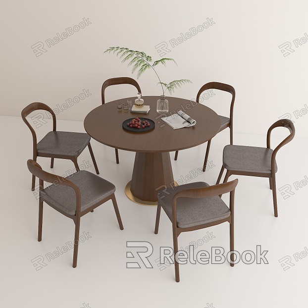 All Solid Wood Round Dining Table Light Luxury Simple Household Dining Table and Chair Combination Homestay Round Table model