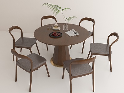 All Solid Wood Round Dining Table Light Luxury Simple Household Dining Table and Chair Combination Homestay Round Table model