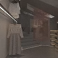 Modern Clothing Store Interior Design Featuring Hanging Outfits Display Shelves And Minimalist Decor