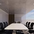Modern Conference Room Interior Design With Long Table TV Screen And Chairs