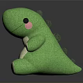 Cute Green Dinosaur Plush Toy With Smiling Face Pink Cheeks And White Belly