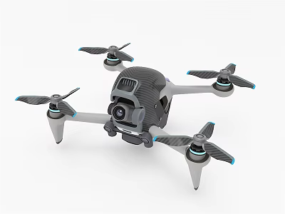 Smart Drone With Four Propellers And Camera For Aerial Photography 3d model
