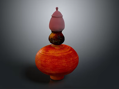 Vibrant Layered Ceramic Decorative Furniture With Red Orange Pink And Brown Design 3d model