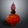 Vibrant Layered Ceramic Decorative Furniture With Red Orange Pink And Brown Design