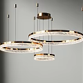 Modern Circular Chandelier Design With Gold Frame And Crystal Illuminated Rings