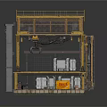Industrial Construction Structure With Yellow Metal Frame Multi Level Platform And Striped Floor