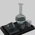 Stylish Decorative Ornament Set Including Black Tray Glass Decanter Tumblers Book And Geometric Ornament