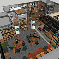 Cozy Cafe Interior Design With Comfortable Seating Green Plants And Wooden Shelves