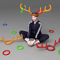Inflatable Antlers Ring Toss Game With Colorful Rings For Party Fun Activities