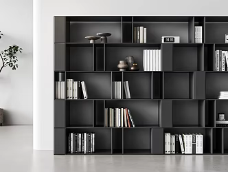 Bookcase Display Cabinet File Cabinet Green Plant 3d model