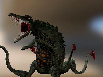 Mythical Reptilian Game Movie Character With Sharp Teeth Multiple Legs And Spiked Back 3d model