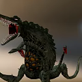 Mythical Reptilian Game Movie Character With Sharp Teeth Multiple Legs And Spiked Back