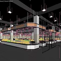 Supermarket Department Store Interior With Fresh Fruits Vegetables Section And Customers Shopping