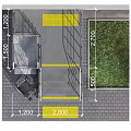 Accessible Building Entrance With Wheelchair Ramp Stairs Handrails And Sign