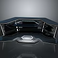 Tech Style Modern Indoor Workspace With Black Desk Metal Frame And Drawers