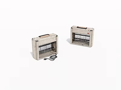 White Portable Electric Heaters With Vintage Grille Design And Handles 3d model