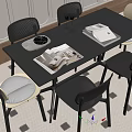 Modern Simple Rectangular Dining Table and Chair 3d model