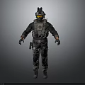 Tactical Military Character 3D Model with Helmet Vest and Combat Gear