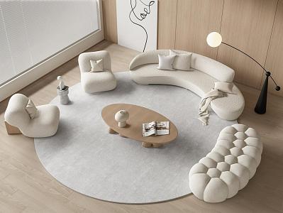 Arc shaped sofa coffee table combination 3d model