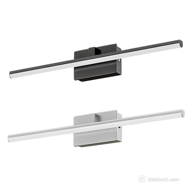 Modern Minimalist Wall Sconce With Black And Silver Long Strip Metal Design 3d model 