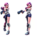Modern game characters with guns 3d model