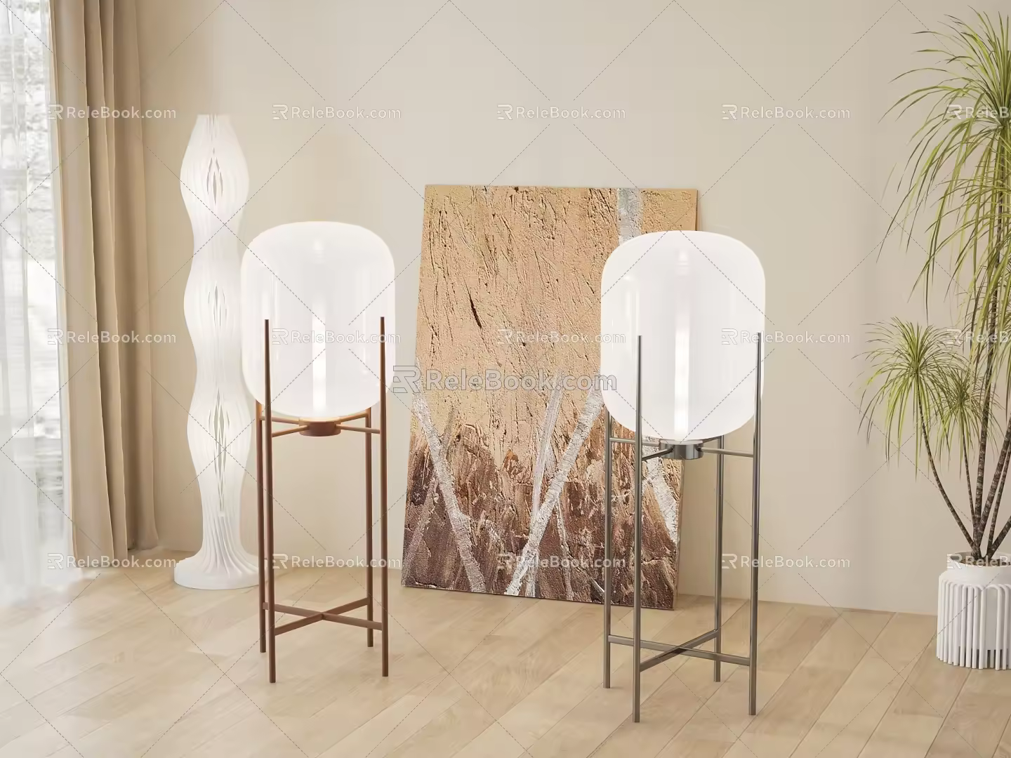 Floor lamp combination 3d model