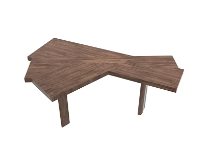 Modern Wooden Table Featuring Unique Geometric Design And Solid Leg Structure 3d model