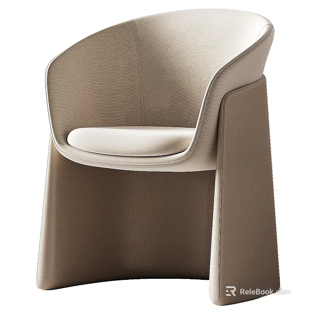 Elegant Modern Single Chair With Soft Cushioned Seat And Curved Backrest Design 3d model 