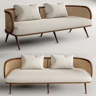 Double sofa rattan double sofa 3d model