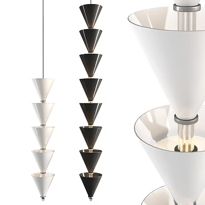 Modern Black And White Conical Pendant Lights With Stacked Design And Elegant Shade 3d model