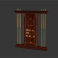 Solid Mahogany Billiard Cue Rack with Storage Balls Triangle and Cues