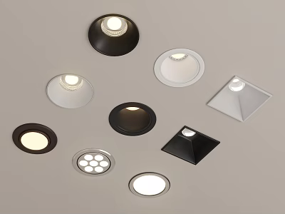 Modern Stylish Recessed Spotlights With Different Shapes Colors For Ceiling Lighting 3d model