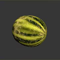 Fresh Ripe Watermelon With Green And Yellow Stripes On Smooth Surface