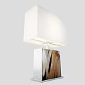 Modern Table Lamp With White Square Lampshade And Wood Grain Pattern Base 3d model