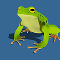 Vibrant Green Reptile With Yellow Eyes And Dark Spots On Blue Background