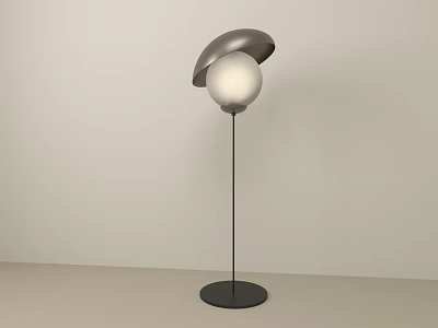 Sleek Modern Floor Lamp with Metallic Shade White Globe and Black Base 3d model