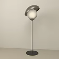 Sleek Modern Floor Lamp with Metallic Shade White Globe and Black Base