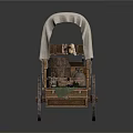 Vintage Covered Wagon With Wooden Frame White Canvas Cover And Spoked Wheels
