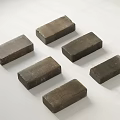Dark Rectangular Stone Wood Blocks Arranged Neatly On White Background Surface 3d model
