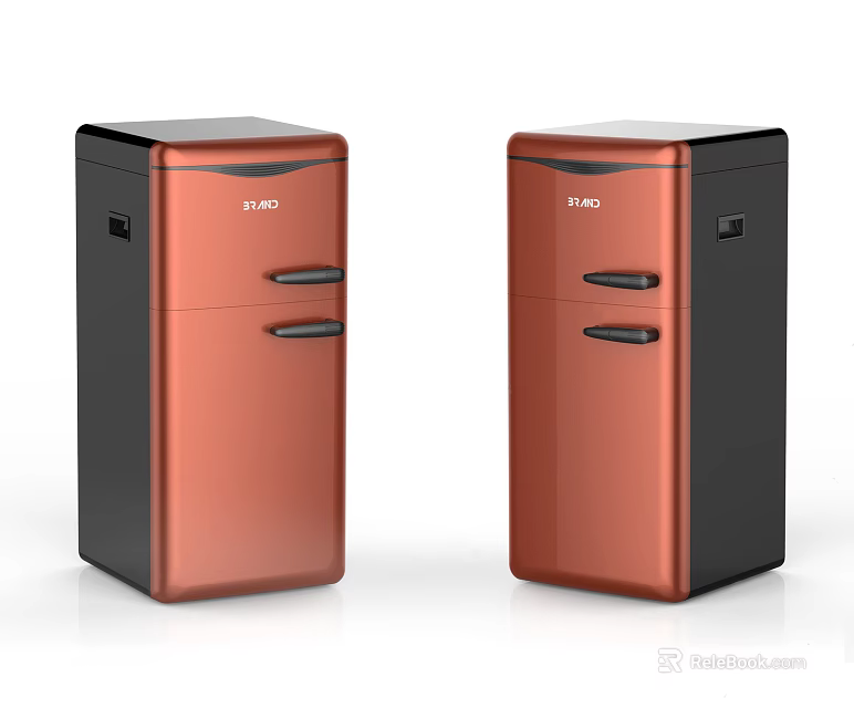 Modern Midea Two Copper And Black Two Door Refrigerators With Sleek Design 3d model 