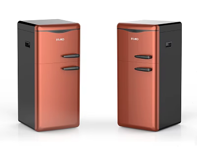Modern Midea Two Copper And Black Two Door Refrigerators With Sleek Design 3d model