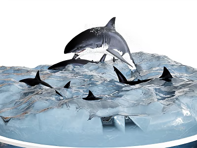 Modern Shark Aquatic Plant Dolphin Shark Sea Water Whale Shark 3d model