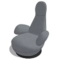 Modern Gray Single Sofa With Curved Backrest Armrest And Black Base 3d model