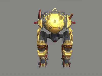 Yellow And Red Armored Mechanical Robot Character With Detailed Structure Design 3d model